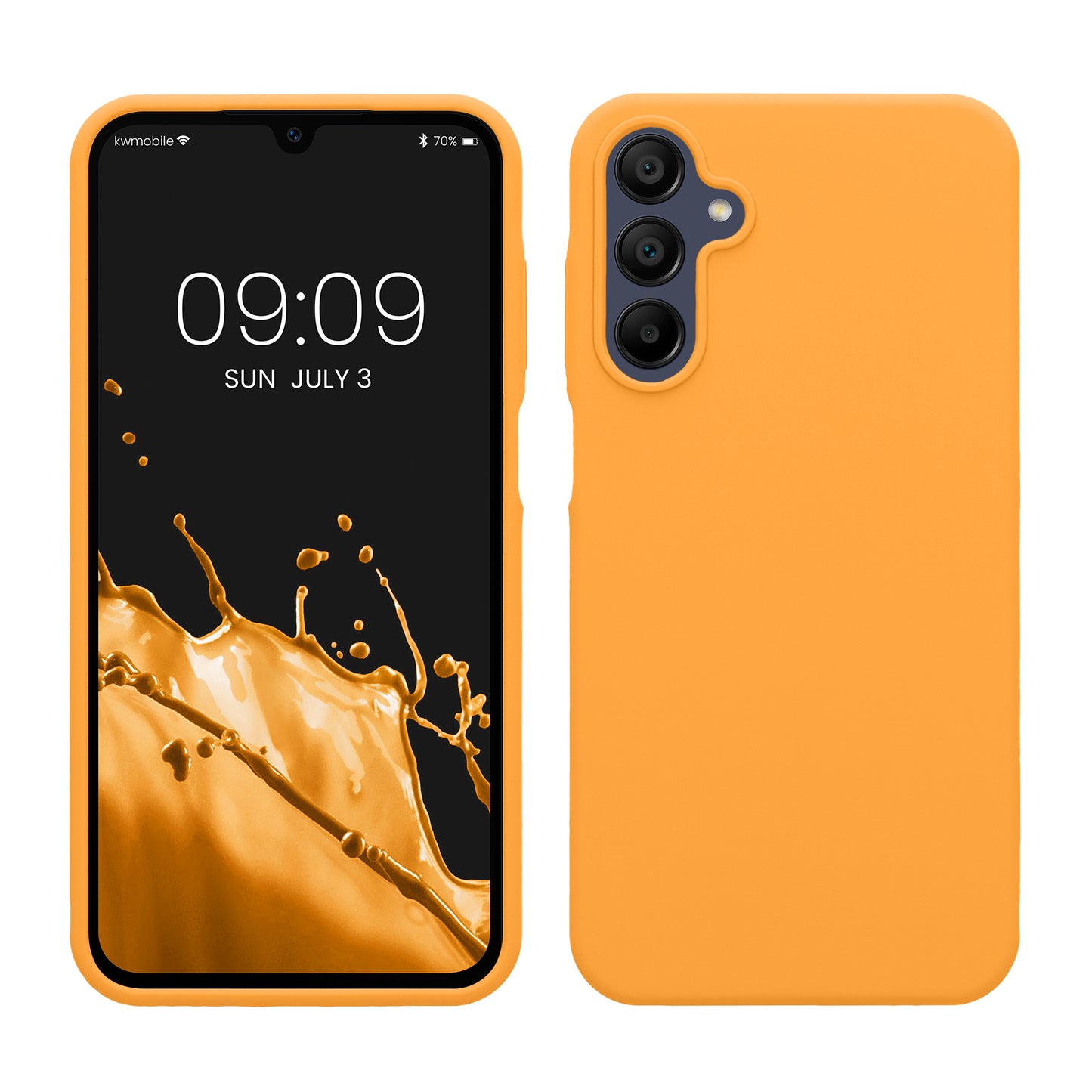 kwmobile Hülle kompatibel mit Samsung Galaxy A15 5G Hülle - Silikon Handy Case - Handyhülle weiche Oberfläche - kabelloses Laden - Fruity Orange Fruity Orange  
