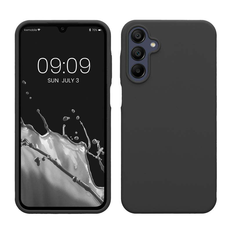 kwmobile Hülle kompatibel mit Samsung Galaxy A15 5G Hülle - Silikon Handy Case - Handyhülle weiche Oberfläche - kabelloses Laden - Dunkelgrau Dunkelgrau  