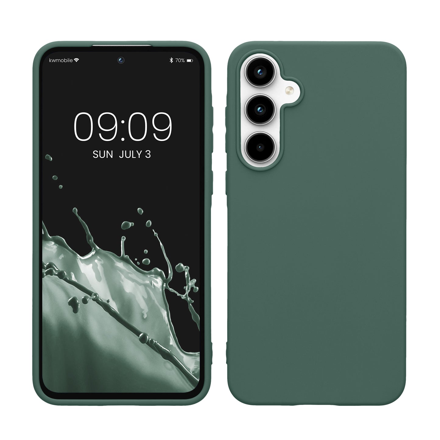 kwmobile Hülle kompatibel mit Samsung Galaxy A55 5G Hülle - weiches TPU Silikon Case - Cover geeignet für kabelloses Laden - Tannengrün Tannengrün  