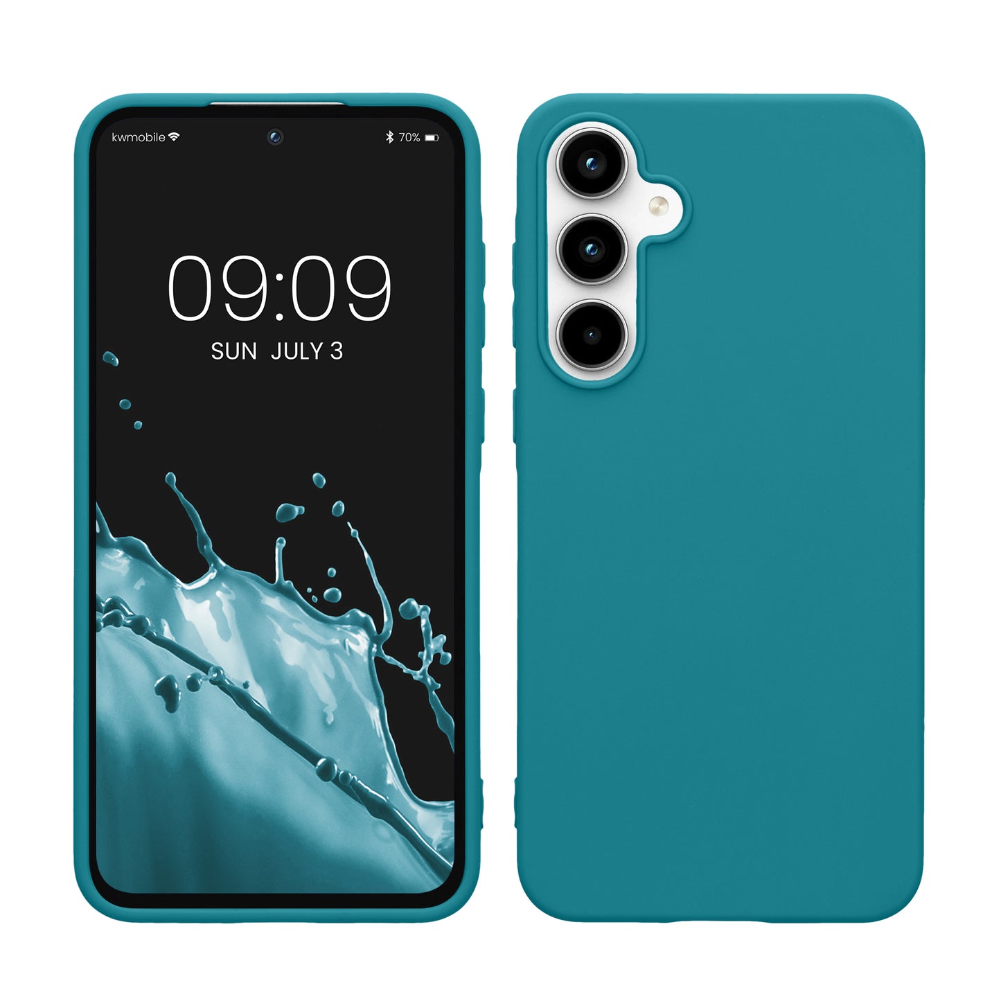 kwmobile Hülle kompatibel mit Samsung Galaxy A55 5G Hülle - weiches TPU Silikon Case - Cover geeignet für kabelloses Laden - Petrol Petrol  