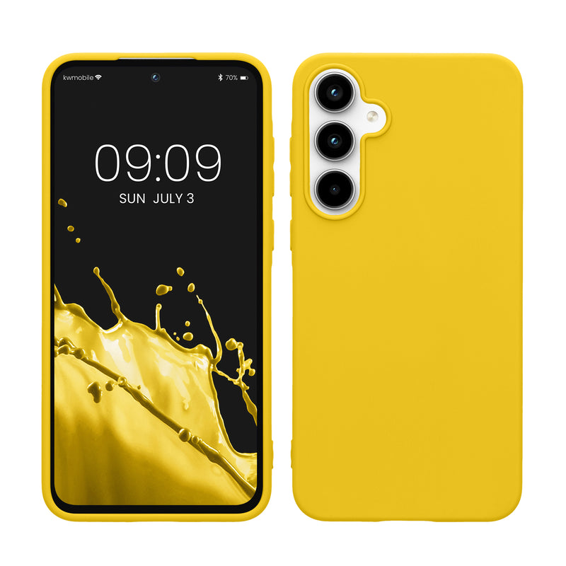 kwmobile Hülle kompatibel mit Samsung Galaxy A55 5G Hülle - weiches TPU Silikon Case - Cover geeignet für kabelloses Laden - Strahlend Gelb Strahlend Gelb  