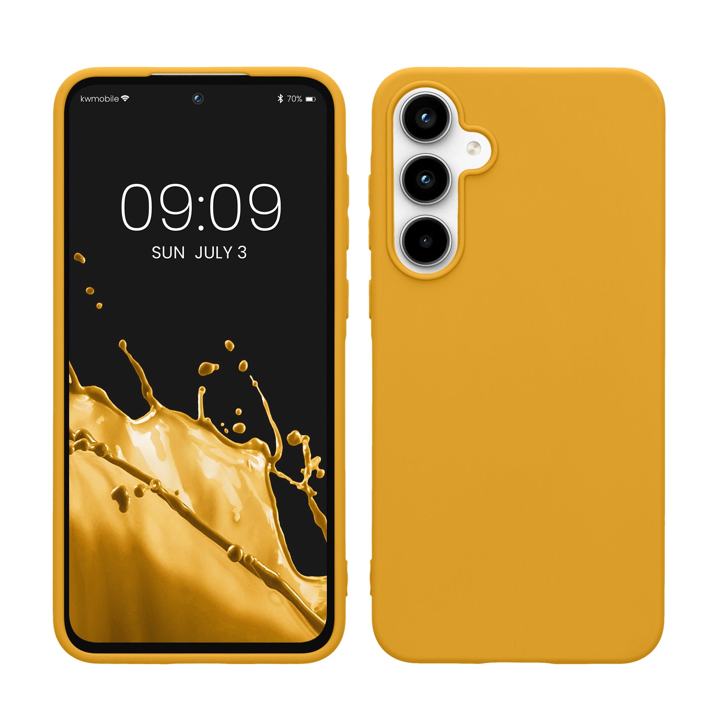 kwmobile Hülle kompatibel mit Samsung Galaxy A55 5G Hülle - weiches TPU Silikon Case - Cover geeignet für kabelloses Laden - Honiggelb Honiggelb  