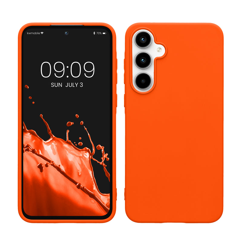 kwmobile Hülle kompatibel mit Samsung Galaxy A55 5G Hülle - weiches TPU Silikon Case - Cover geeignet für kabelloses Laden - Neon Orange Neon Orange  