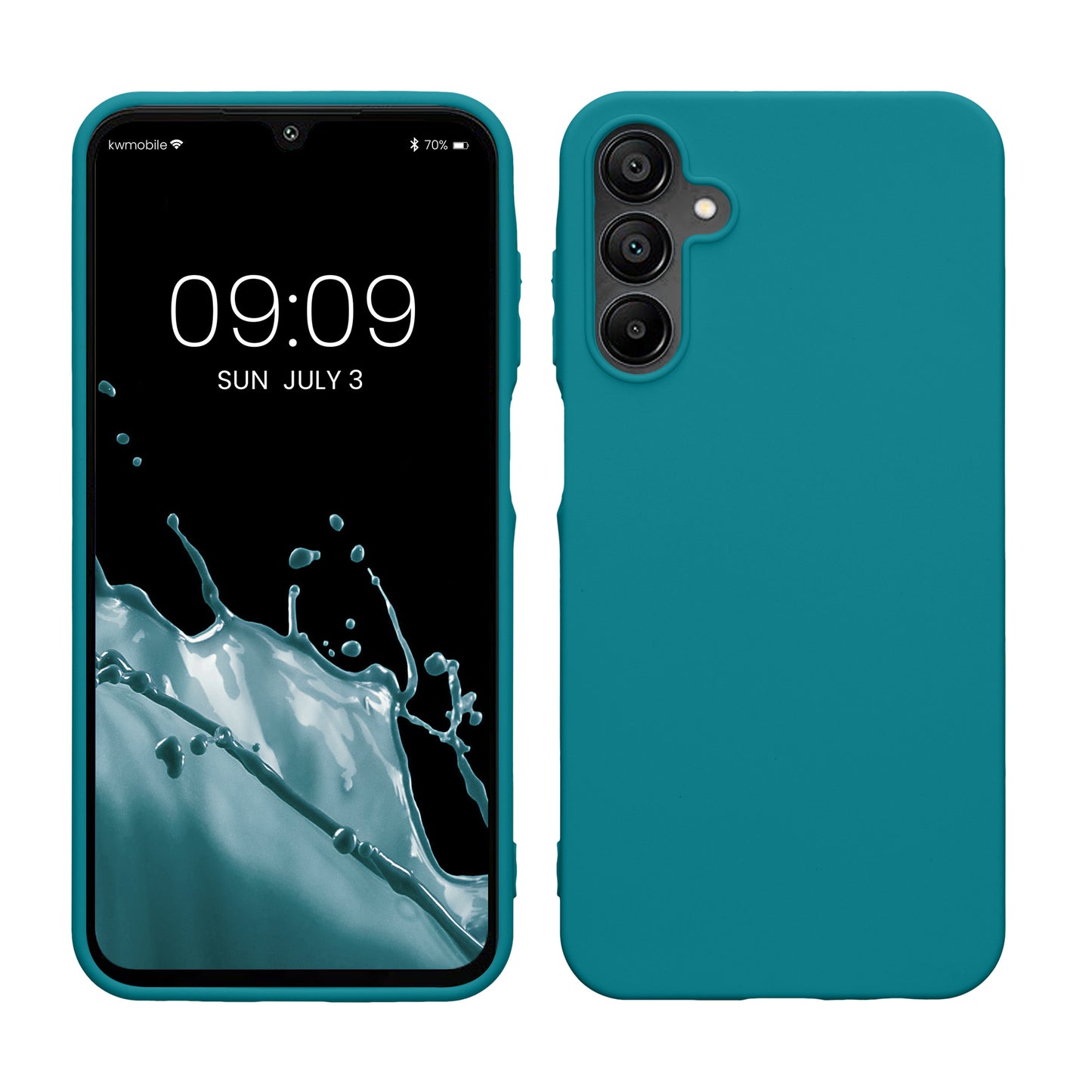 kwmobile Hülle kompatibel mit Samsung Galaxy A15 5G Hülle - weiches TPU Silikon Case - Cover geeignet für kabelloses Laden - Petrol matt Petrol matt  