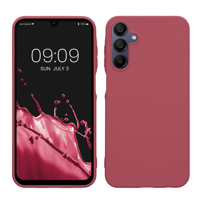kwmobile Hülle kompatibel mit Samsung Galaxy A15 5G Hülle - weiches TPU Silikon Case - Cover geeignet für kabelloses Laden - Dark Rose Dark Rose  