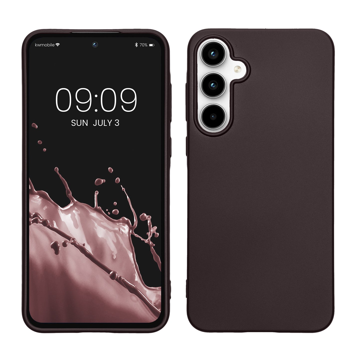 kwmobile Case kompatibel mit Samsung Galaxy A55 5G Hülle - Schutzhülle aus Silikon metallisch schimmernd - Handyhülle Metallic Brombeere Metallic Brombeere  