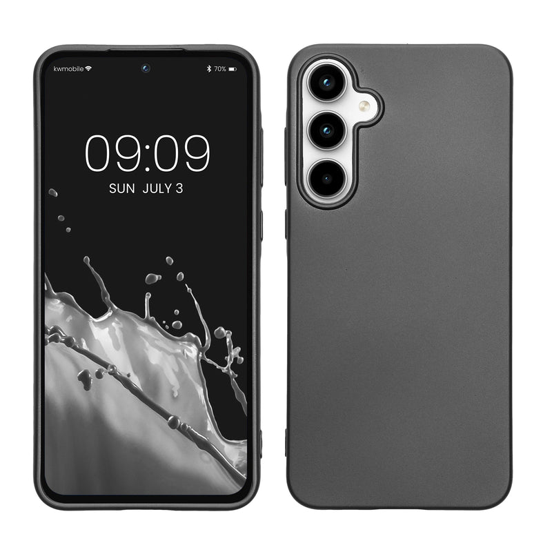 kwmobile Case kompatibel mit Samsung Galaxy A55 5G Hülle - Schutzhülle aus Silikon metallisch schimmernd - Handyhülle Metallic Grau Metallic Grau  