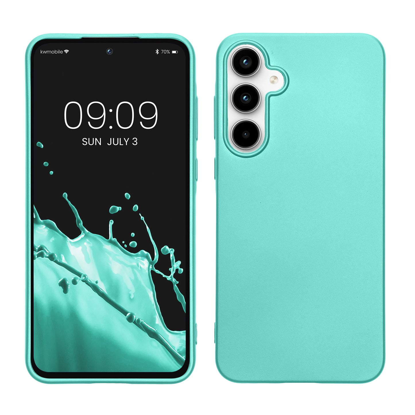 kwmobile Case kompatibel mit Samsung Galaxy A55 5G Hülle - Schutzhülle aus Silikon metallisch schimmernd - Handyhülle Metallic Türkis Metallic Türkis  