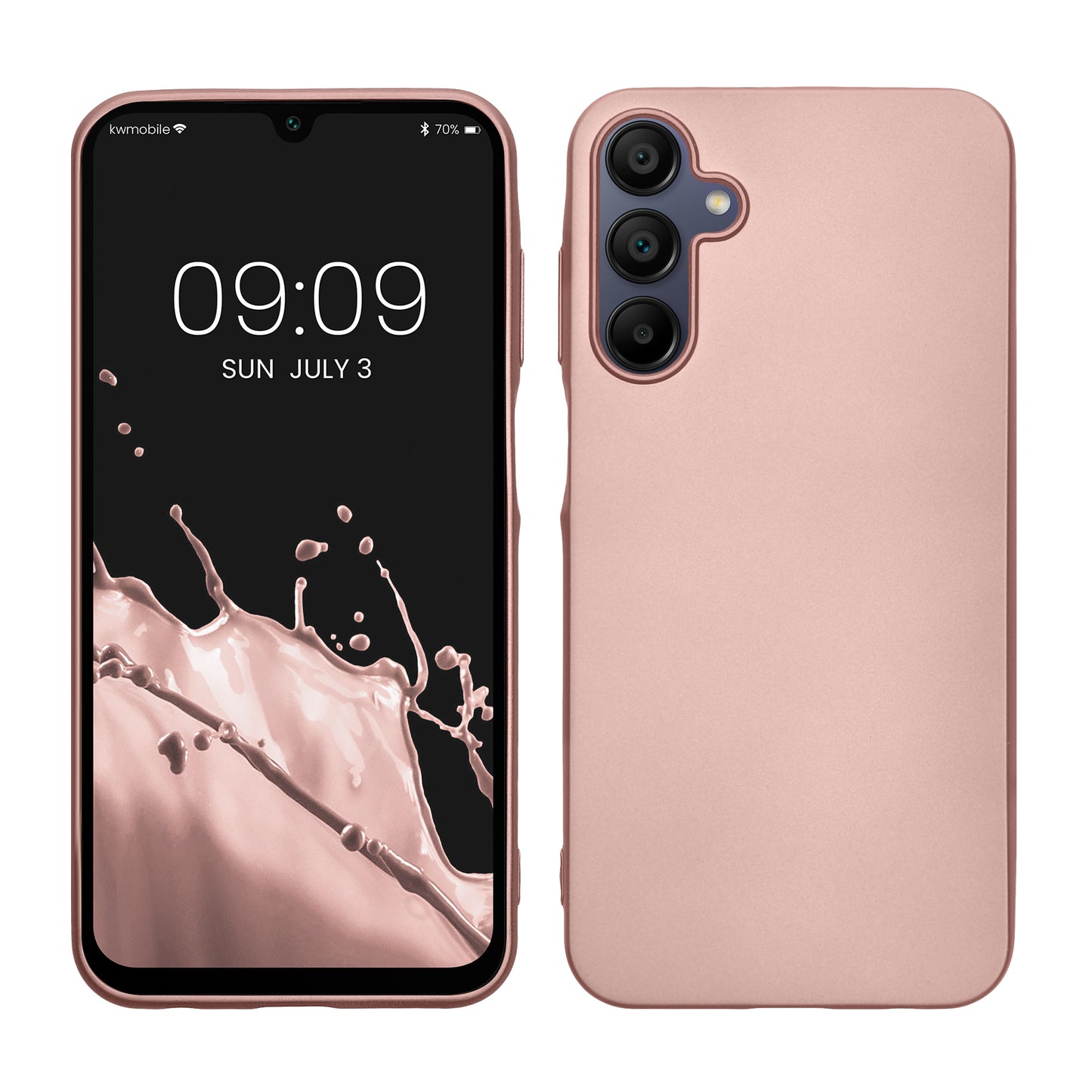 kwmobile Case kompatibel mit Samsung Galaxy A15 5G Hülle - Schutzhülle aus Silikon metallisch schimmernd - Handyhülle Metallic Rosegold Metallic Rosegold  