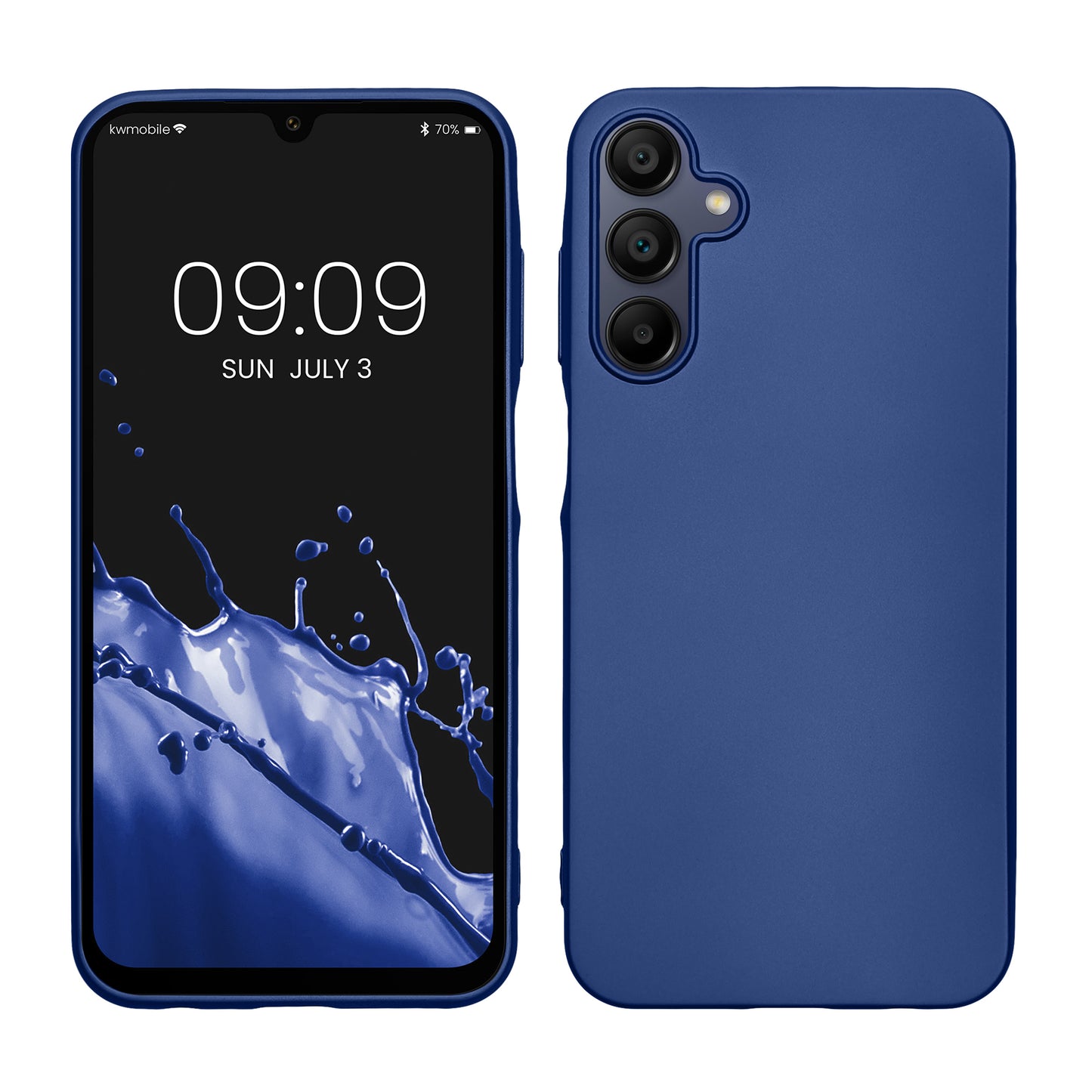 kwmobile Case kompatibel mit Samsung Galaxy A15 5G Hülle - Schutzhülle aus Silikon metallisch schimmernd - Handyhülle Metallic Blau Metallic Blau  