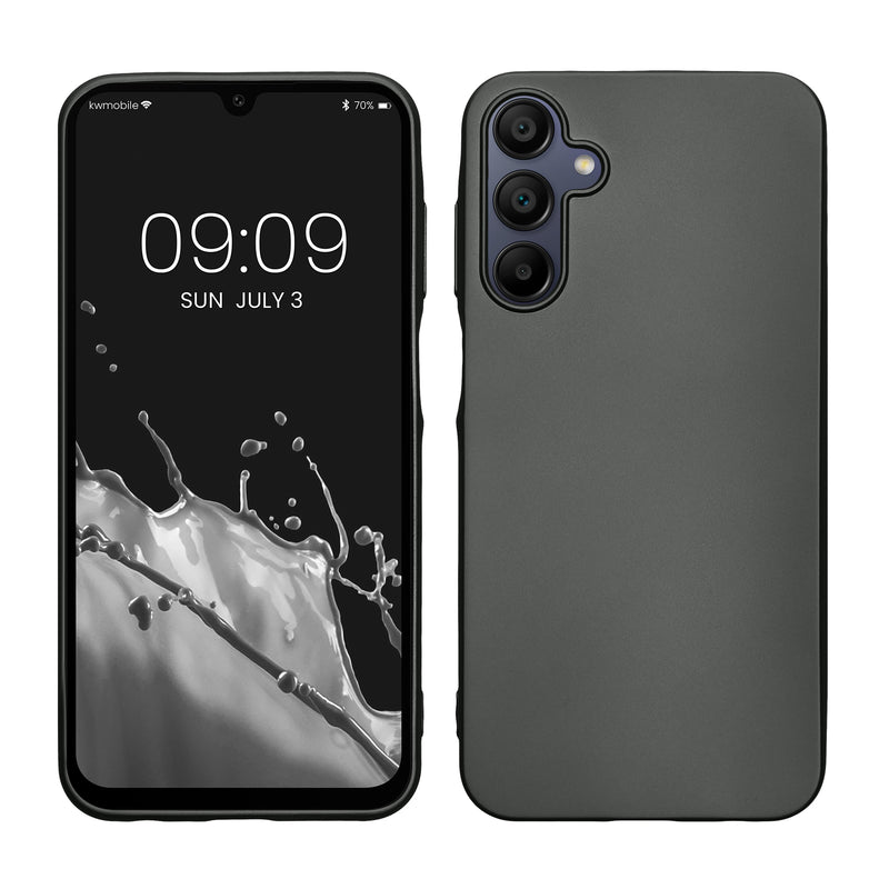 kwmobile Case kompatibel mit Samsung Galaxy A15 5G Hülle - Schutzhülle aus Silikon metallisch schimmernd - Handyhülle Metallic Grau Metallic Grau  