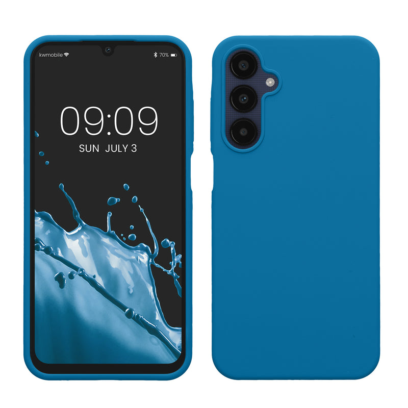 kwmobile Hülle kompatibel mit Samsung Galaxy A25 Hülle - Silikon Handy Case - Handyhülle weiche Oberfläche - kabelloses Laden - Karibikblau Karibikblau  
