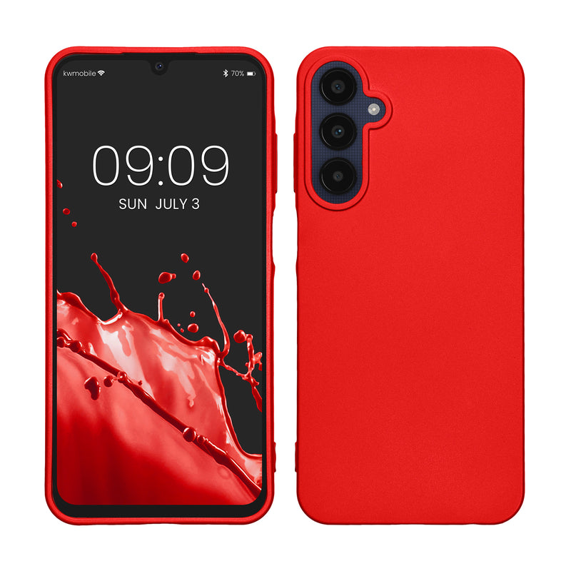kwmobile Case kompatibel mit Samsung Galaxy A25 Hülle - Schutzhülle aus Silikon metallisch schimmernd - Handyhülle Metallic Dunkelrot Metallic Dunkelrot  