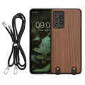 kwmobile Necklace Case kompatibel mit Samsung Galaxy A52 / A52 5G / A52s 5G Hülle - Holz TPU Cover mit Handykette - Band Handyhülle Dunkelbraun Dunkelbraun  