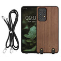 kwmobile Necklace Case kompatibel mit Samsung Galaxy A53 5G Hülle - Holz TPU Cover mit Handykette - Band Handyhülle Dunkelbraun Dunkelbraun  