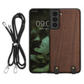 kwmobile Necklace Case kompatibel mit Samsung Galaxy S21 FE Hülle - Holz TPU Cover mit Handykette - Band Handyhülle Dunkelbraun Dunkelbraun  