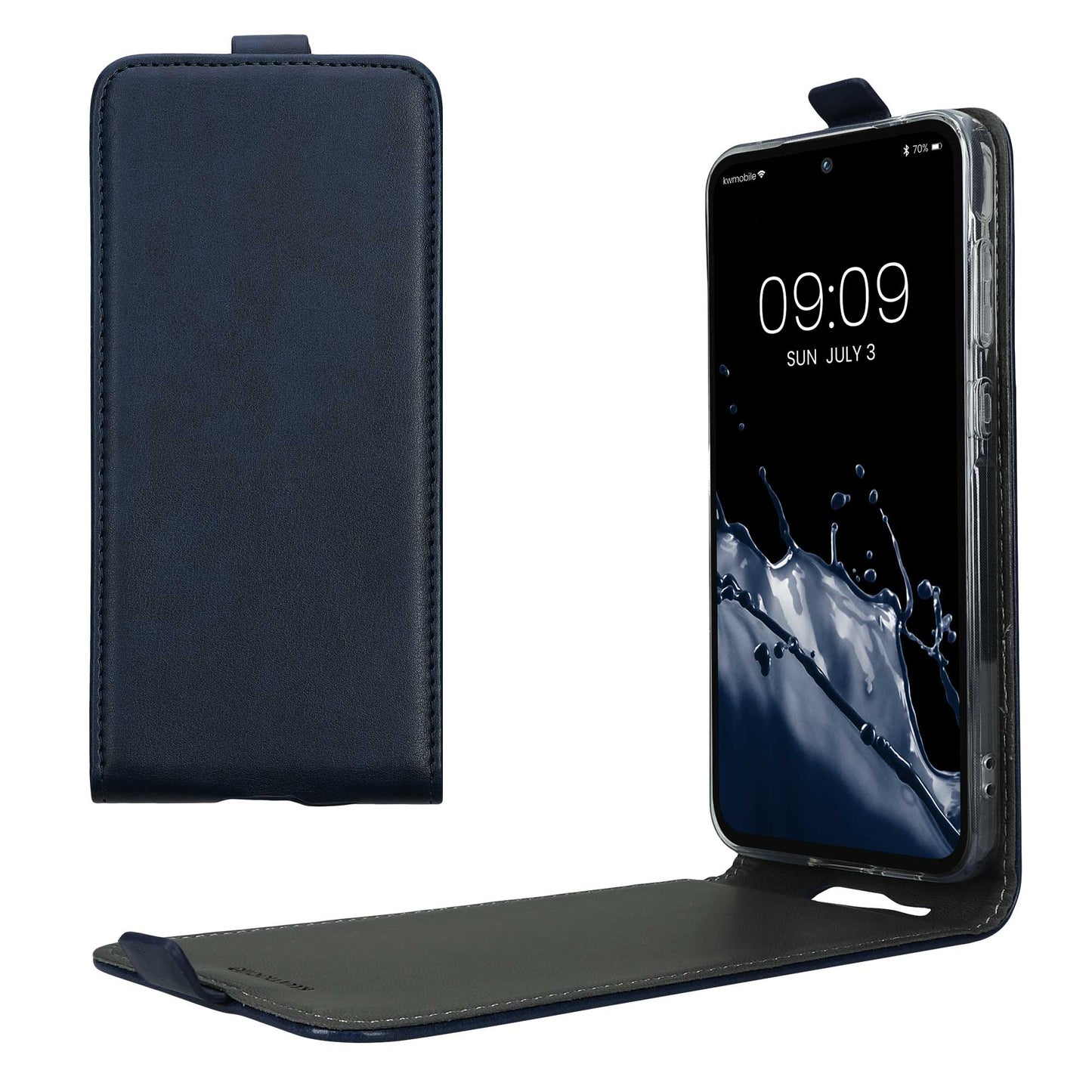 kwmobile Schutzhülle kompatibel mit Samsung Galaxy A55 5G - Hülle Handy - Flip Case Handyhülle Dunkelblau Dunkelblau  