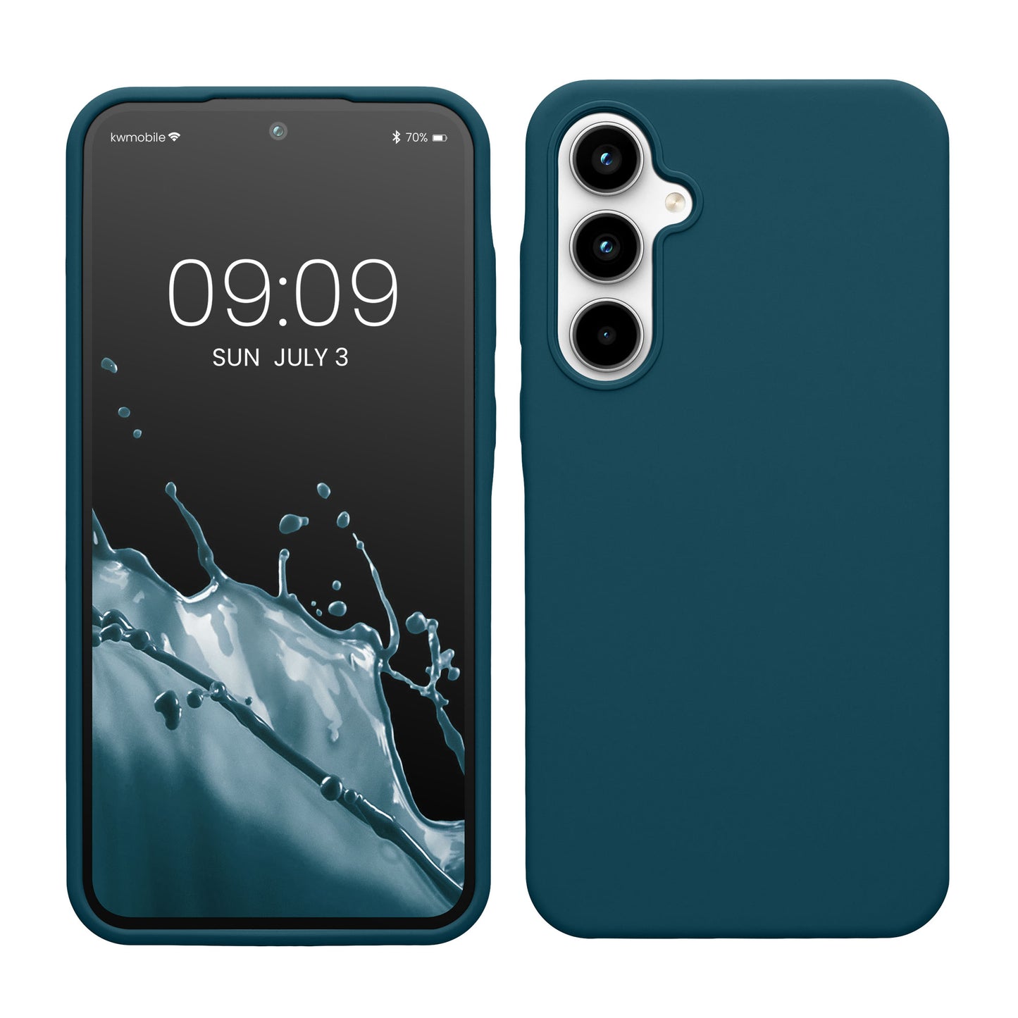 kwmobile Hülle kompatibel mit Samsung Galaxy A35 Hülle - Silikon Handy Case - Handyhülle weiche Oberfläche - kabelloses Laden - Petrol matt Petrol matt  