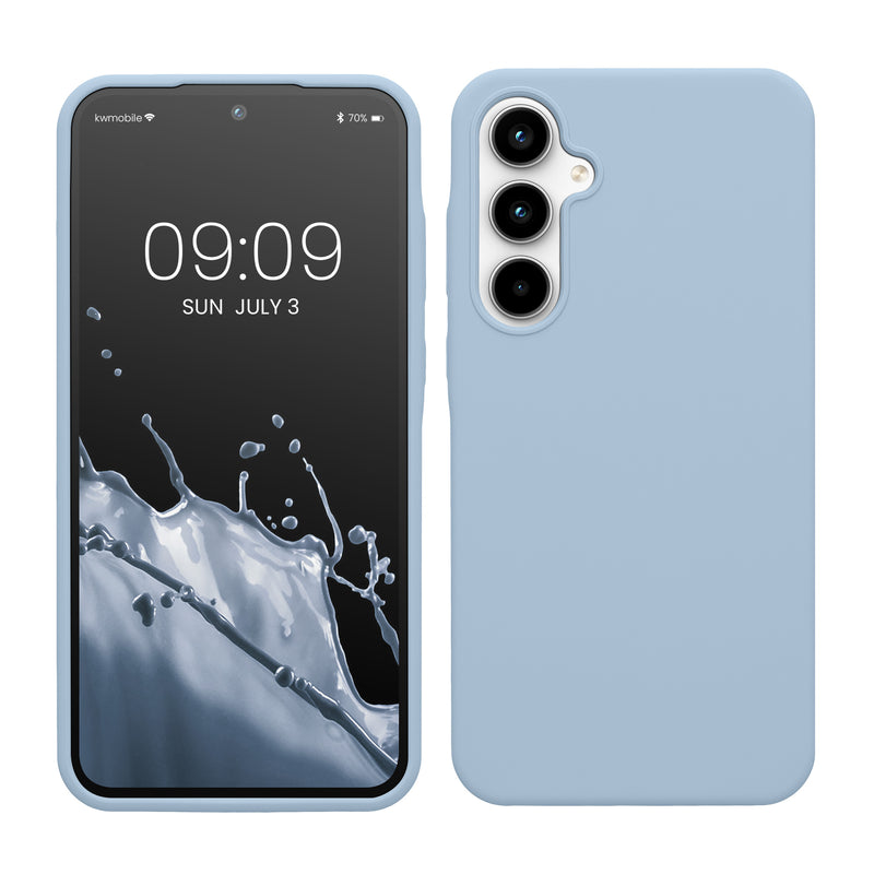 kwmobile Hülle kompatibel mit Samsung Galaxy A35 Hülle - Silikon Handy Case - Handyhülle weiche Oberfläche - kabelloses Laden - Hellblau matt Hellblau matt  