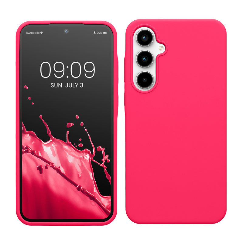 kwmobile Hülle kompatibel mit Samsung Galaxy A35 Hülle - Silikon Handy Case - Handyhülle weiche Oberfläche - kabelloses Laden - Neon Pink Neon Pink  