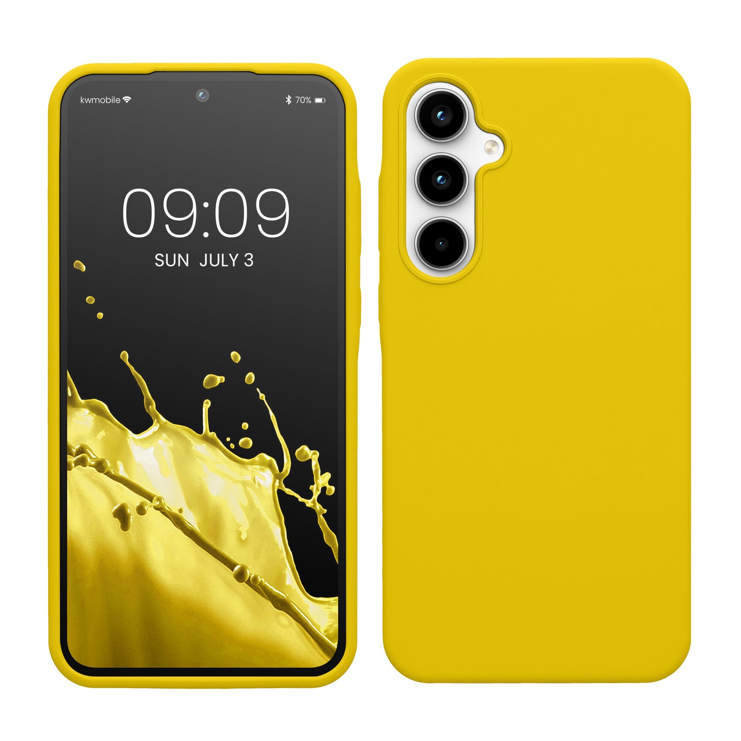 kwmobile Hülle kompatibel mit Samsung Galaxy A35 Hülle - Silikon Handy Case - Handyhülle weiche Oberfläche - kabelloses Laden - Strahlend Gelb Strahlend Gelb  