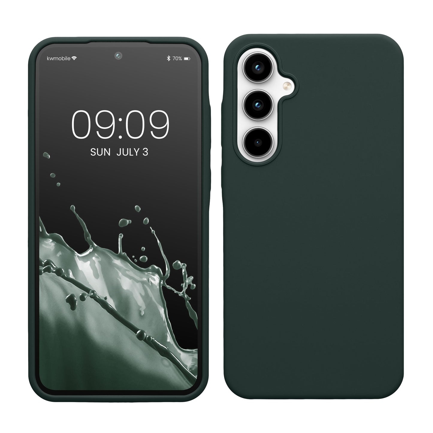 kwmobile Hülle kompatibel mit Samsung Galaxy A35 Hülle - Silikon Handy Case - Handyhülle weiche Oberfläche - kabelloses Laden - Moosgrün Moosgrün  