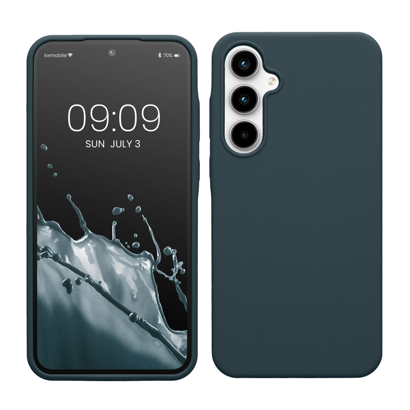 kwmobile Hülle kompatibel mit Samsung Galaxy A35 Hülle - Silikon Handy Case - Handyhülle weiche Oberfläche - kabelloses Laden - Dunkler Schiefer Dunkler Schiefer  