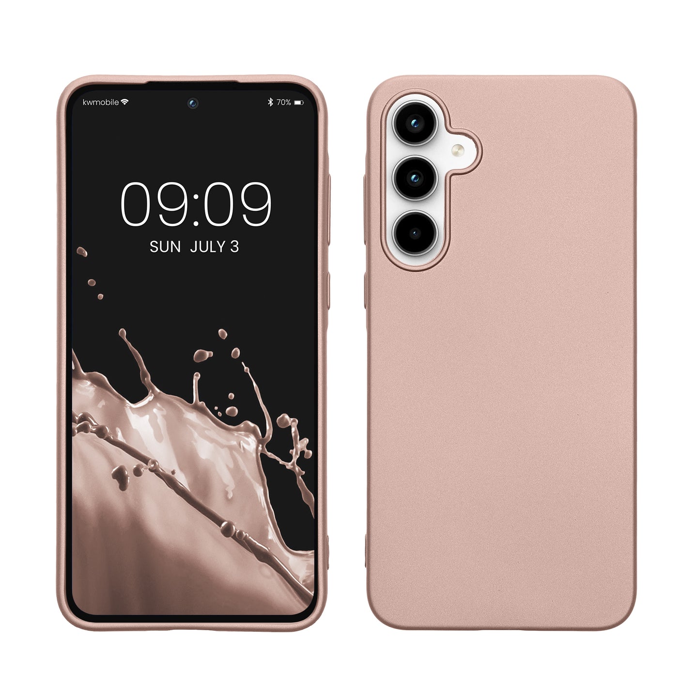 kwmobile Case kompatibel mit Samsung Galaxy A35 Hülle - Schutzhülle aus Silikon metallisch schimmernd - Handyhülle Metallic Rosegold Metallic Rosegold  