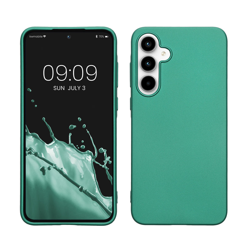 kwmobile Case kompatibel mit Samsung Galaxy A35 Hülle - Schutzhülle aus Silikon metallisch schimmernd - Handyhülle Metallic Dunkelgrün Metallic Dunkelgrün  