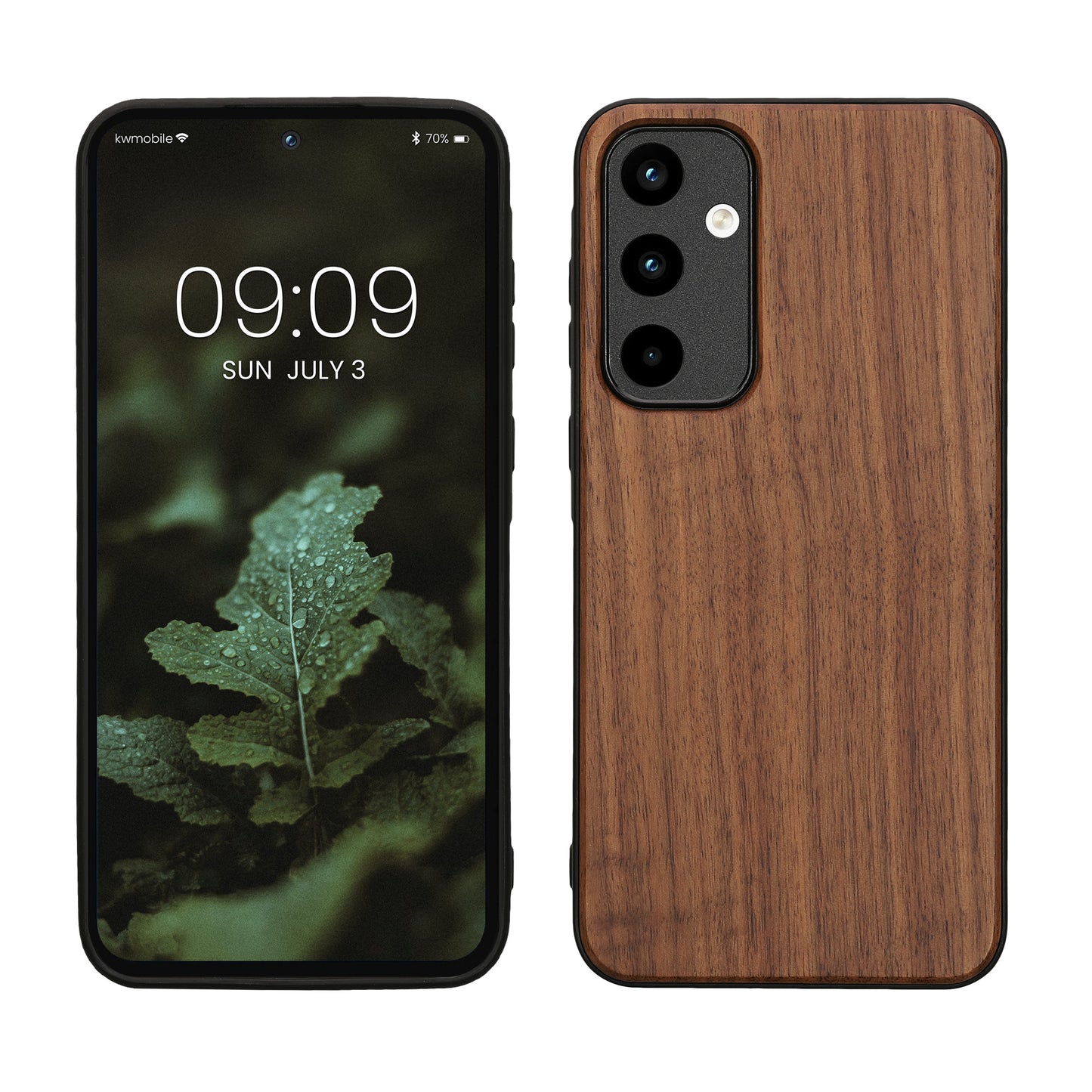 kwmobile Hülle kompatibel mit Samsung Galaxy A35 Hülle - Holz Case - stoßfestes Handy Cover - TPU Handyhülle in Dunkelbraun Dunkelbraun  