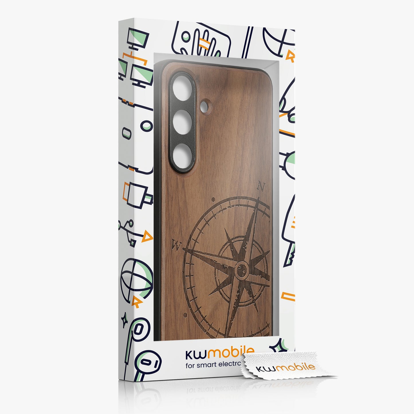 kwmobile Hülle kompatibel mit Samsung Galaxy S24 Hülle - Case - Handy Cover - TPU Handyhülle Kompass Vintage