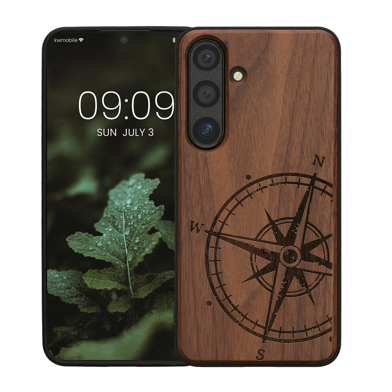 kwmobile Hülle kompatibel mit Samsung Galaxy S24 Hülle - Case - Handy Cover - TPU Handyhülle Kompass Vintage