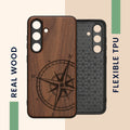 kwmobile Hülle kompatibel mit Samsung Galaxy S24 Hülle - Case - Handy Cover - TPU Handyhülle Kompass Vintage