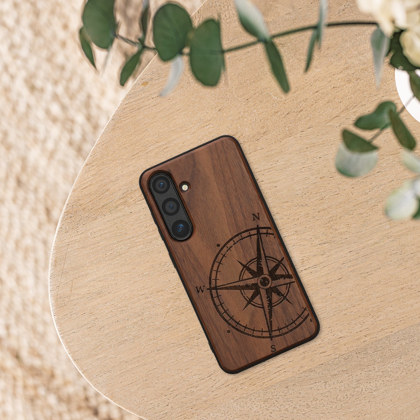 kwmobile Hülle kompatibel mit Samsung Galaxy S24 Hülle - Case - Handy Cover - TPU Handyhülle Kompass Vintage