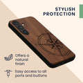 kwmobile Hülle kompatibel mit Samsung Galaxy S24 Hülle - Case - Handy Cover - TPU Handyhülle Kompass Vintage
