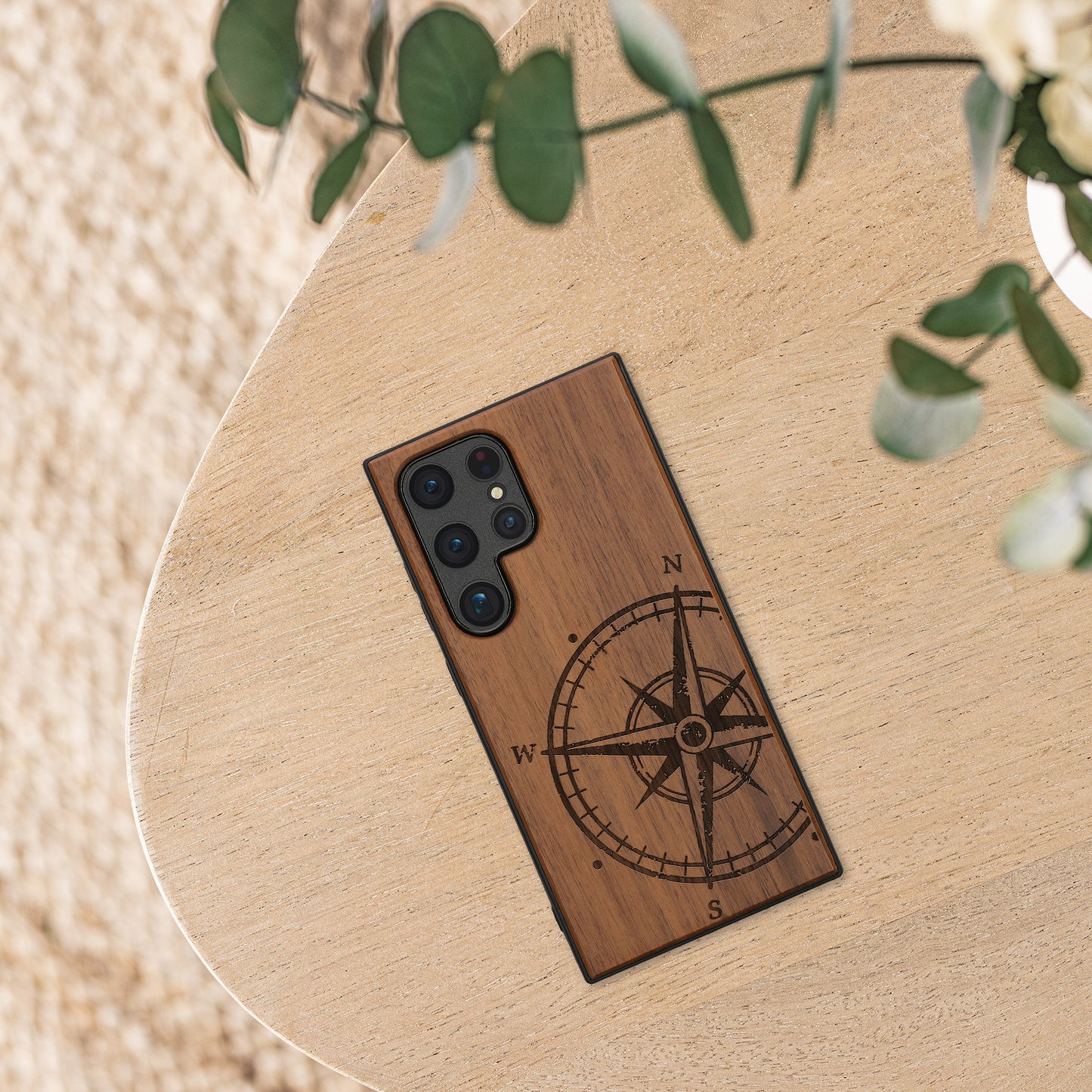 kwmobile Hülle kompatibel mit Samsung Galaxy S24 Ultra Handy Cover TPU Handyhülle Kompass Vintage