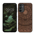 kwmobile Hülle kompatibel mit Samsung Galaxy A15 5G Hülle - Holz Case - Handy Cover - TPU Handyhülle in Dunkelbraun Indische Sonne Dunkelbraun  [dsg02]