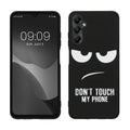 kwmobile Hülle kompatibel mit Samsung Galaxy A05s - Handyhülle Silikon Case - Don't touch my Phone Weiß Schwarz Weiß  [dsg01]
