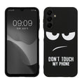 kwmobile Hülle kompatibel mit Samsung Galaxy A15 5G - Handyhülle Silikon Case - Don't touch my Phone Weiß Schwarz Weiß  [dsg01]