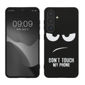 kwmobile Hülle kompatibel mit Samsung Galaxy S24 - Handyhülle Silikon Case - Don't touch my Phone Weiß Schwarz Weiß  [dsg01]