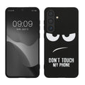 kwmobile Hülle kompatibel mit Samsung Galaxy S24 Plus - Handyhülle Silikon Case - Don't touch my Phone Weiß Schwarz Weiß  [dsg01]