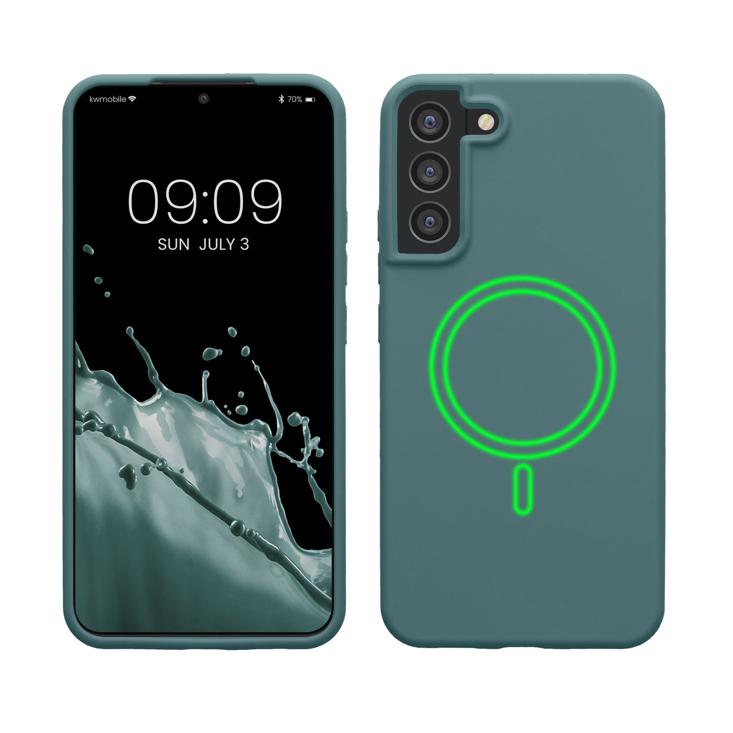 kwmobile Hülle kompatibel mit Samsung Galaxy S22 Plus Hülle - magnetisches Silikon Case kompatibel mit MagSafe - Cover gummiert Arctic Night Arctic Night  