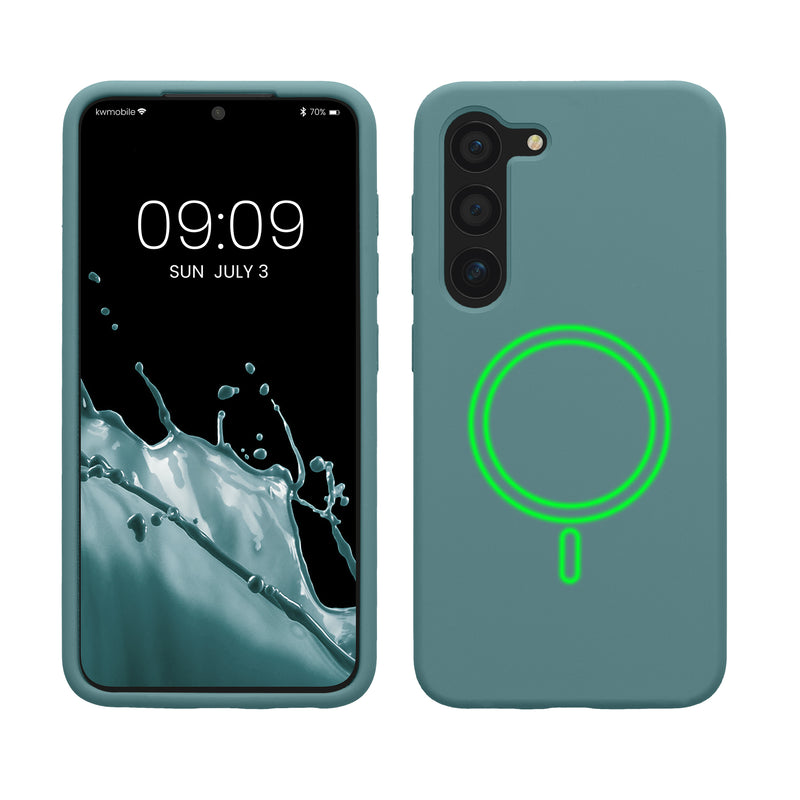 kwmobile Hülle kompatibel mit Samsung Galaxy S23 Hülle - magnetisches Silikon Case kompatibel mit MagSafe - Cover gummiert Arctic Night Arctic Night  