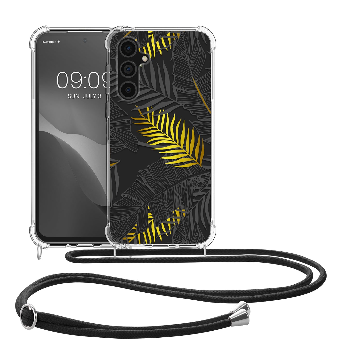 kwmobile Necklace Case kompatibel mit Samsung Galaxy S23 FE Hülle Silikon Cover mit Handykette Transparent Dschungel