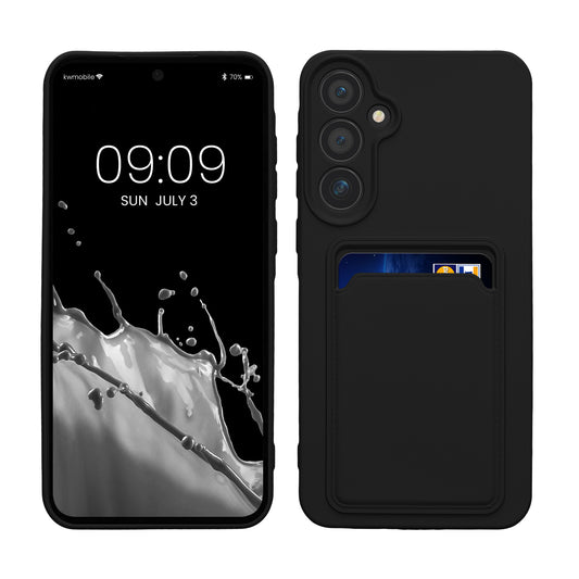 kwmobile Handyhülle kompatibel mit Samsung Galaxy A55 5G Hülle - Handy Cover mit Fach für Karten - in Schwarz Schwarz  