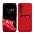 kwmobile Handyhülle kompatibel mit Samsung Galaxy A55 5G Hülle - Handy Cover mit Fach für Karten - in Rot Rot  