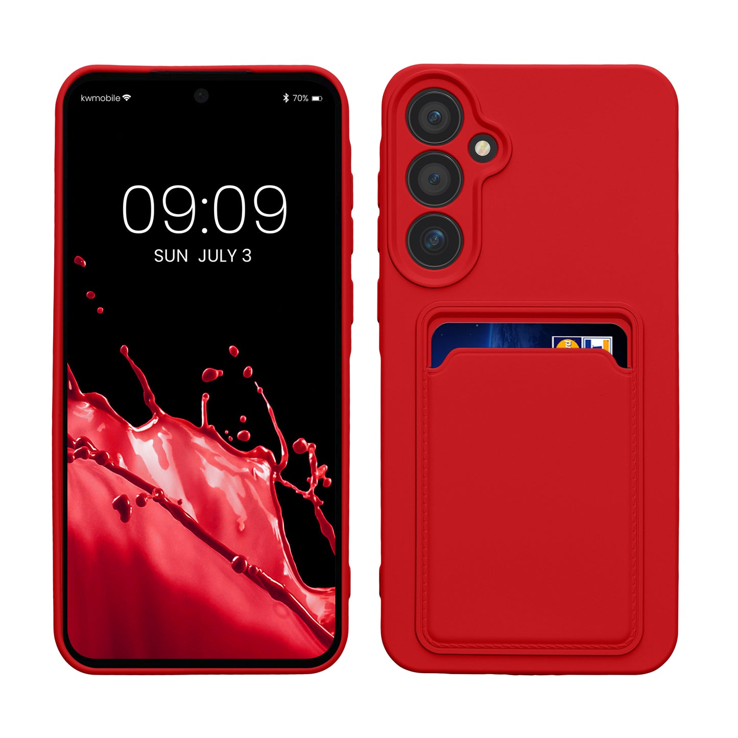 kwmobile Handyhülle kompatibel mit Samsung Galaxy A55 5G Hülle - Handy Cover mit Fach für Karten - in Rot Rot  