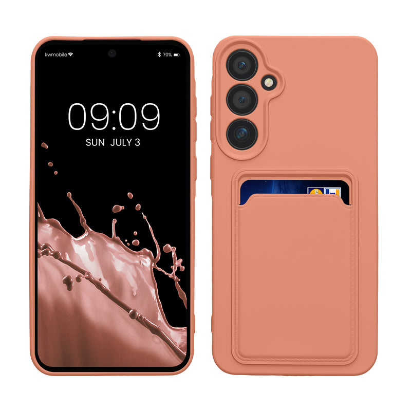 kwmobile Handyhülle kompatibel mit Samsung Galaxy A55 5G Hülle - Handy Cover mit Fach für Karten - in Grapefruit Pink Grapefruit Pink  