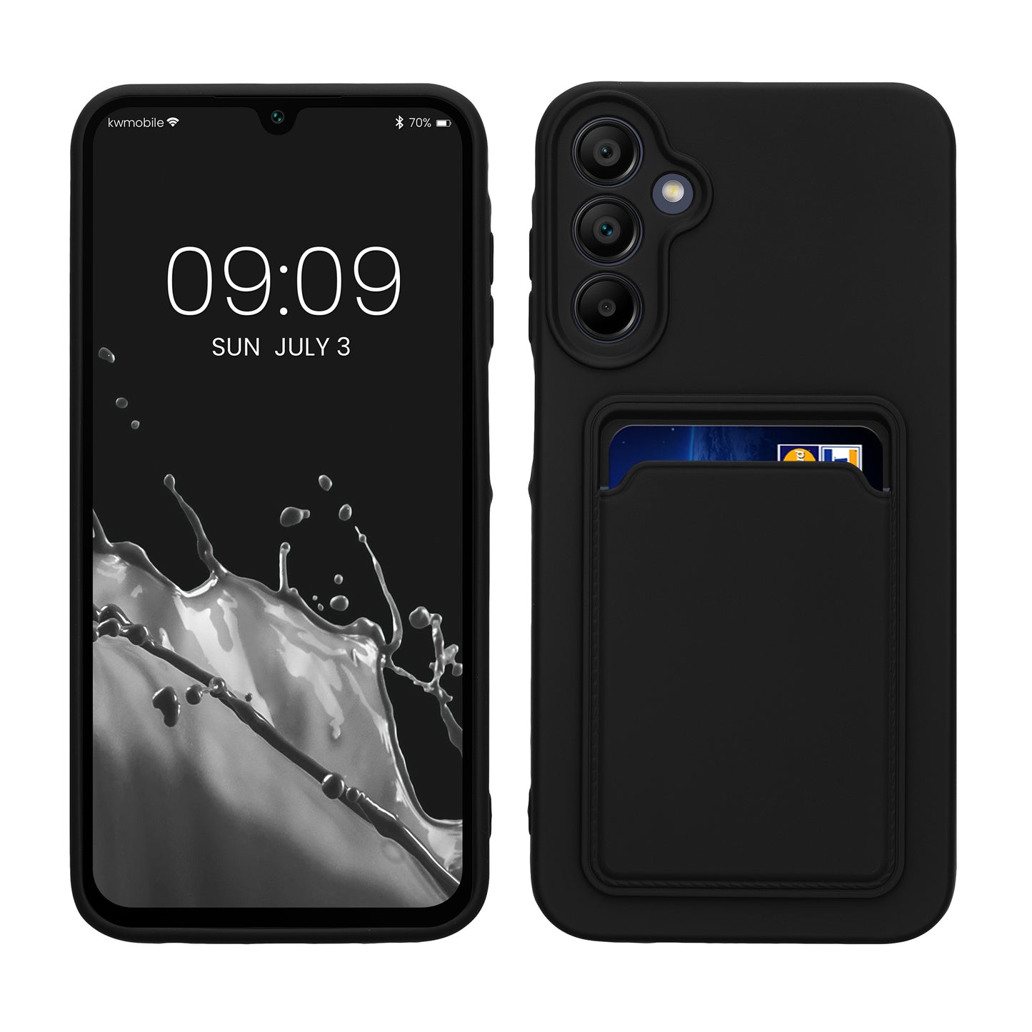 kwmobile Handyhülle kompatibel mit Samsung Galaxy A15 5G Hülle - Handy Cover mit Fach für Karten - in Schwarz Schwarz  