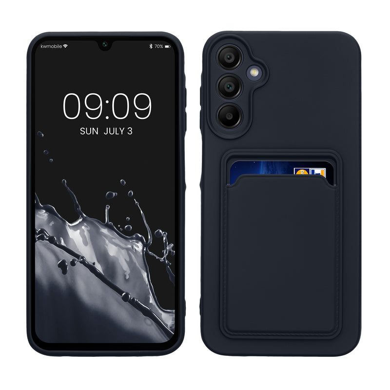 kwmobile Handyhülle kompatibel mit Samsung Galaxy A15 5G Hülle - Handy Cover mit Fach für Karten - in Dunkelblau Dunkelblau  